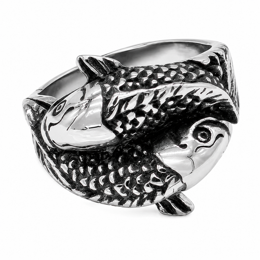 Stainless Steel Coy Fish Friendship Marine Life Animal Ring