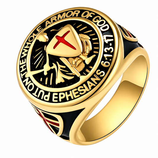 18k Gold PVD Stainless Steel Put on the Whole Armor of God Ephesians 6:13-17