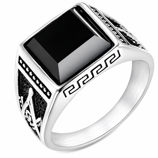 Stainless Steel Freemason Masonic G Ring