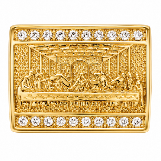18k Gold PVD Stainless Steel Last Supper Jesus Communion Ring