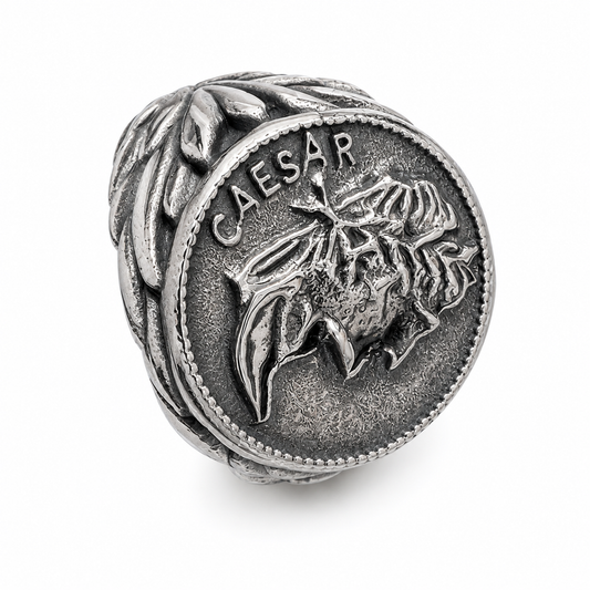 Stainless Steel Caesar Head Coin Roman Empire Ring