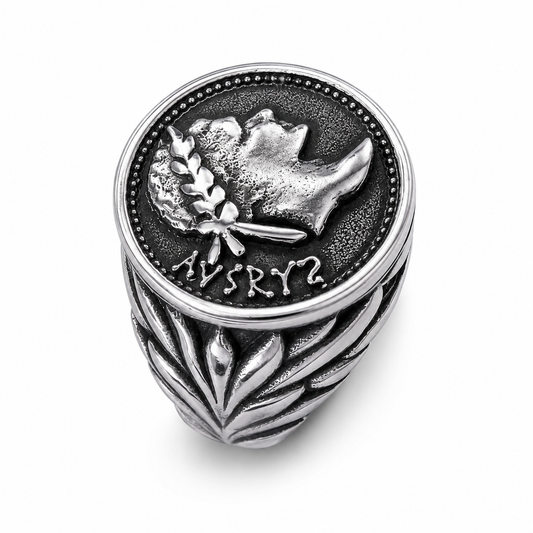 Stainless Steel Caesar Head Coin Roman Empire Ring