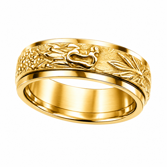 18k Gold PVD Stainless Steel Dragon Mythological Animal Snake Ring