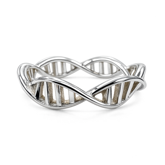 Stainless Steel 3D DNA Double Helix Wave Eternity Life Ring