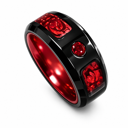 Stainless Steel Red PVD Band Celtic Design Ring