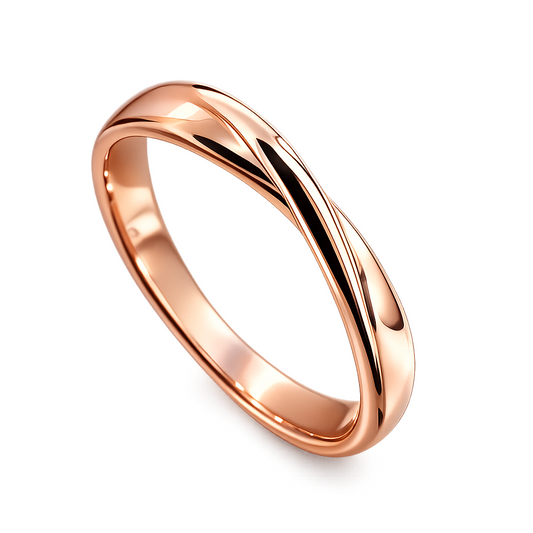 18k Rose Gold PVD Stainless Steel Criss Cross Knot Band Ring