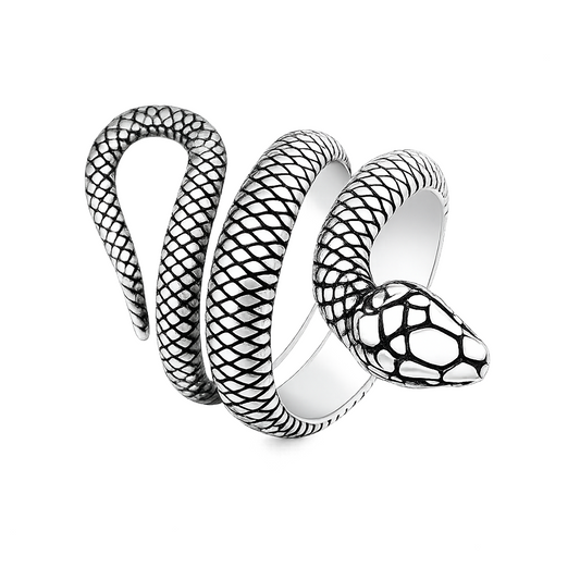 Stainless Steel Snake Serpent Wide Animal Ring