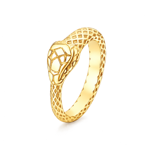 18k Gold PVD Stainless Steel Snake Head Animal Band Ring
