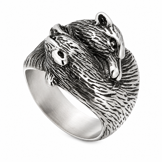 Stainless Steel Wolf Family Friendship Partner Love Animal Den Ring