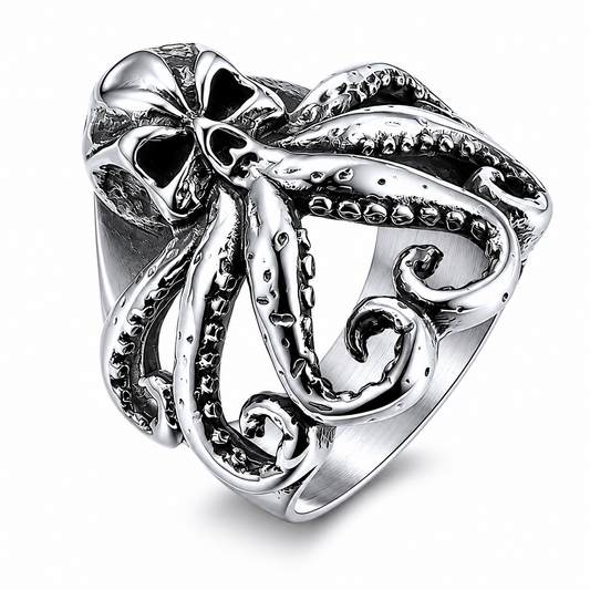Stainless Steel Octopus Tentacle Leg Ocean Animal Marine Pirate Ring