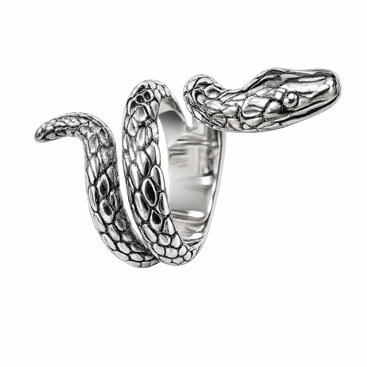 Stainless Steel Snake Wide Serpent Animal Ring