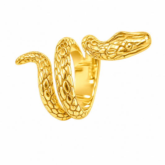 18k Gold PVD Stainless Steel Snake Wide Serpent Animal Ring