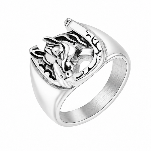 Stainless Steel Horse Horseshoe Equestrian Animal Ring