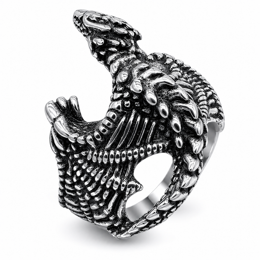 Stainless Steel Dragon Scale Mythical Animal Ring