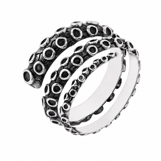 Stainless Steel Octopus Tentacle Leg Ocean Animal Marine Ring