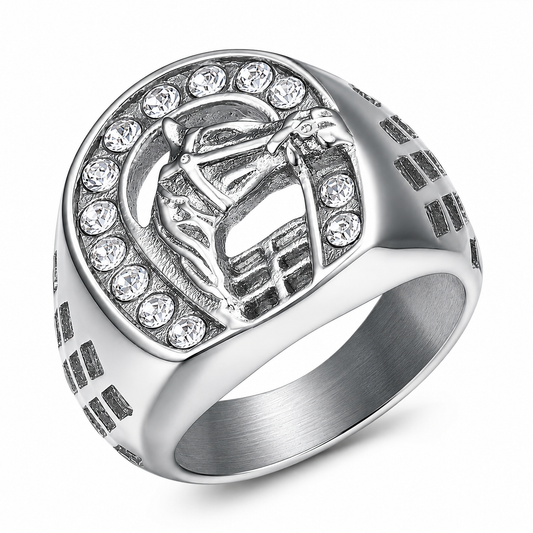 Stainless Steel Horse Horseshoe Equestrian Animal Ring