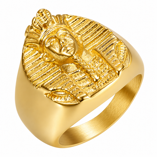 18k Gold PVD Stainless Steel Pharaoh King Tut Ring