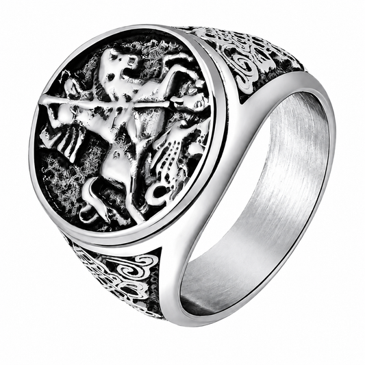 Stainless Steel Caesar Horse War Signet Ring