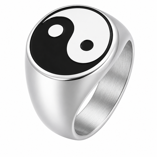 Stainless Steel Yin Yang Peace Band Ring