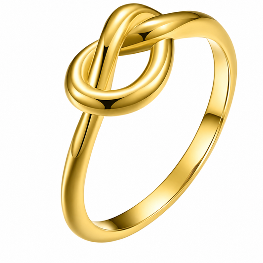18k Gold PVD Stainless Steel Love Knot Heart Friendship Band Ring