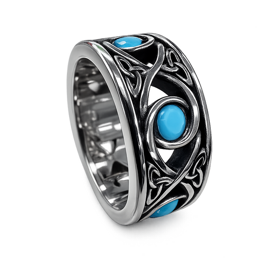 Stainless Steel Evil Eye Eternity Band Ring