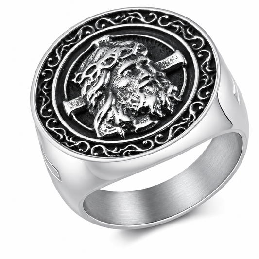 Stainless Steel Jesus Christ Cross Salvation Christian Ring