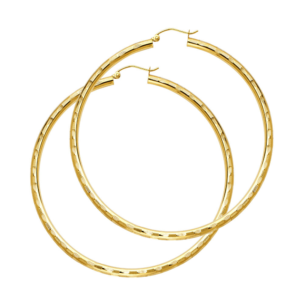 14k Yellow Gold Elegant Circle Hoop High Polish Shiny Hinge Clasp Earrings