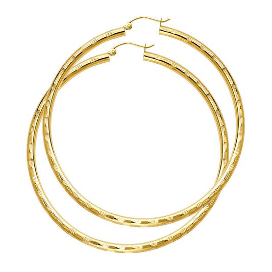 14k Yellow Gold Simple Hoop High Polish Shiny Circle Round Earrings