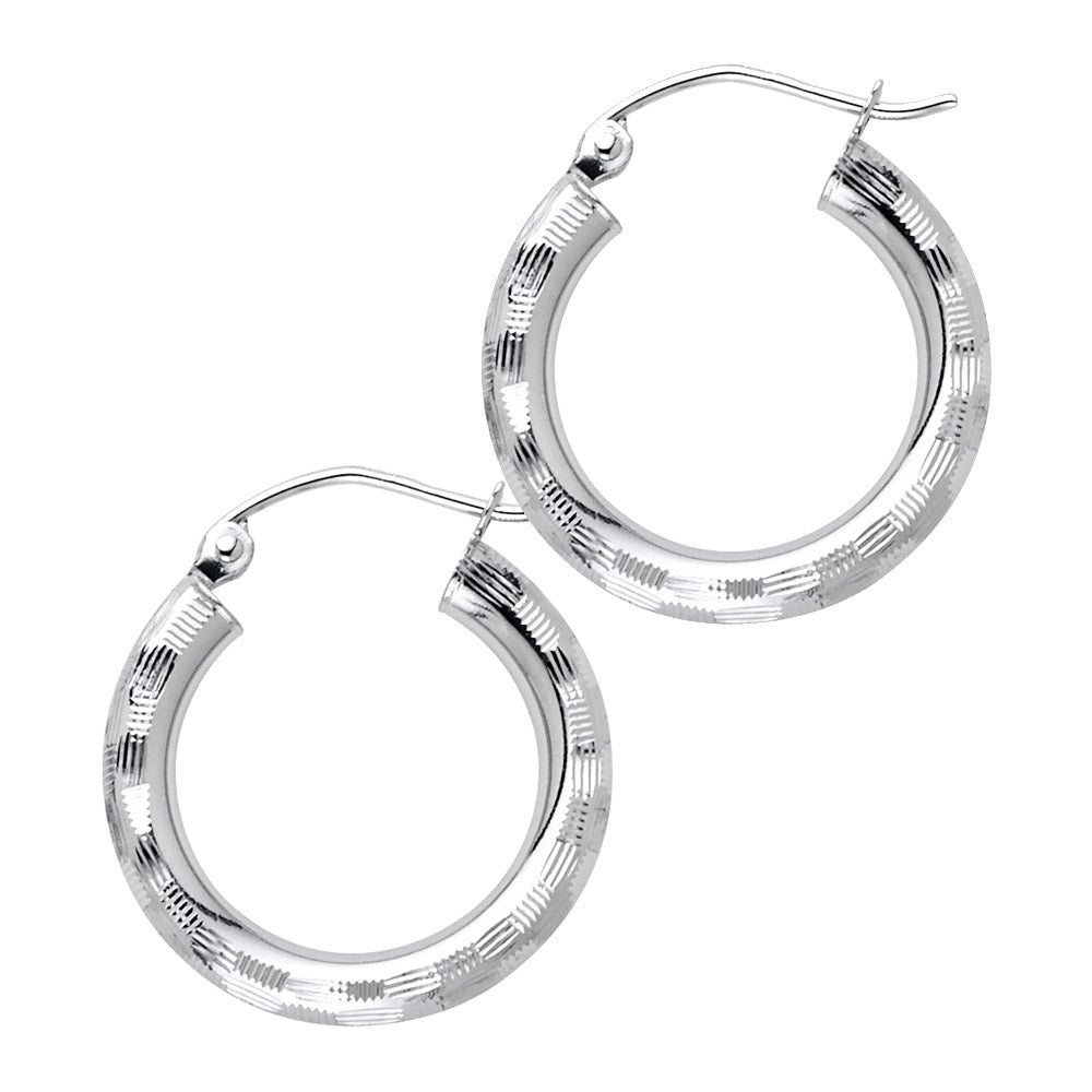 14k Yellow Gold Basket Weave Hoop Circle Round Hinge Clasp Earrings