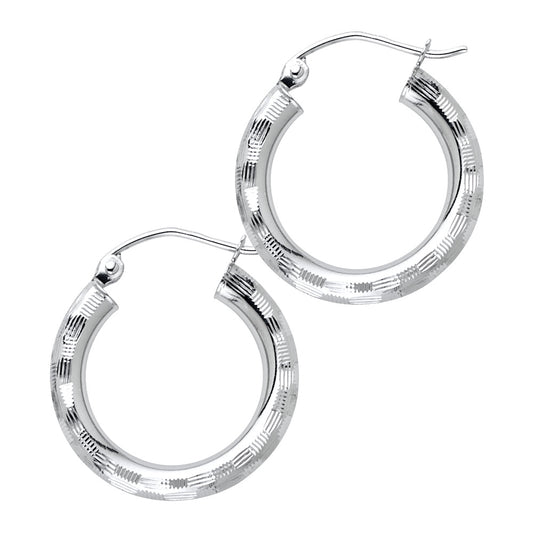 14k Yellow Gold Basket Weave Hoop Circle Round Hinge Clasp Earrings