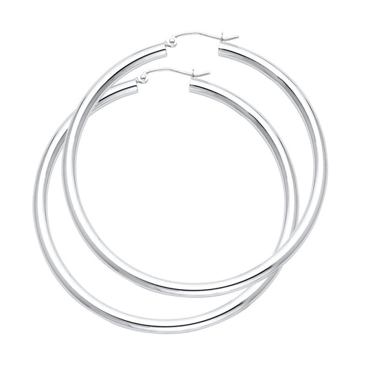 14k Yellow Gold High Polish Hoop Classic Simple Shiny Earrings