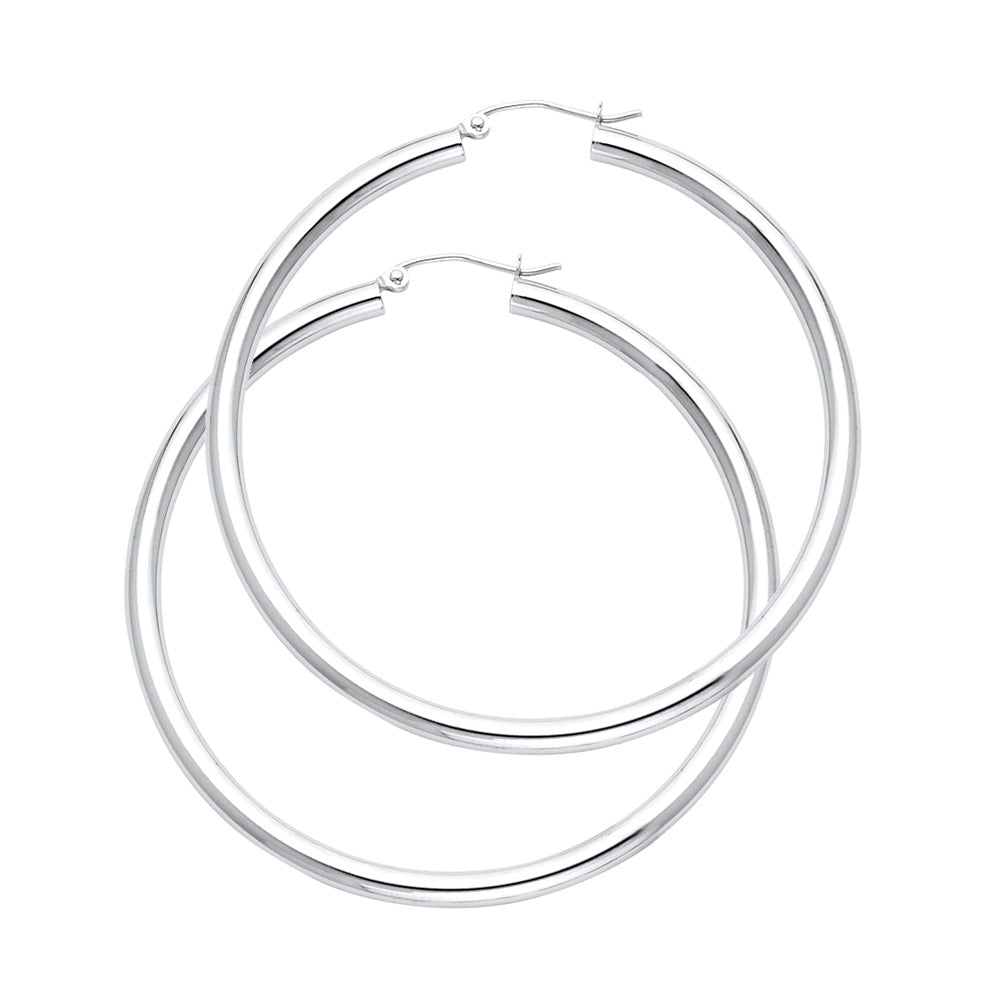 14k Yellow Gold Shiny Hoop Classic Simple High Polish Earrings