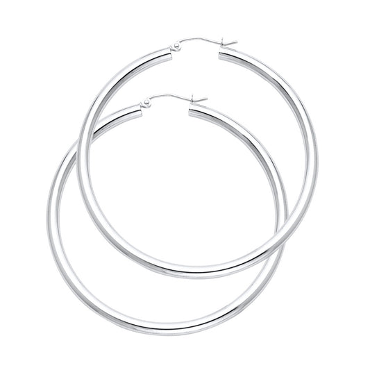 14k Yellow Gold Shiny Hoop Classic Simple High Polish Earrings