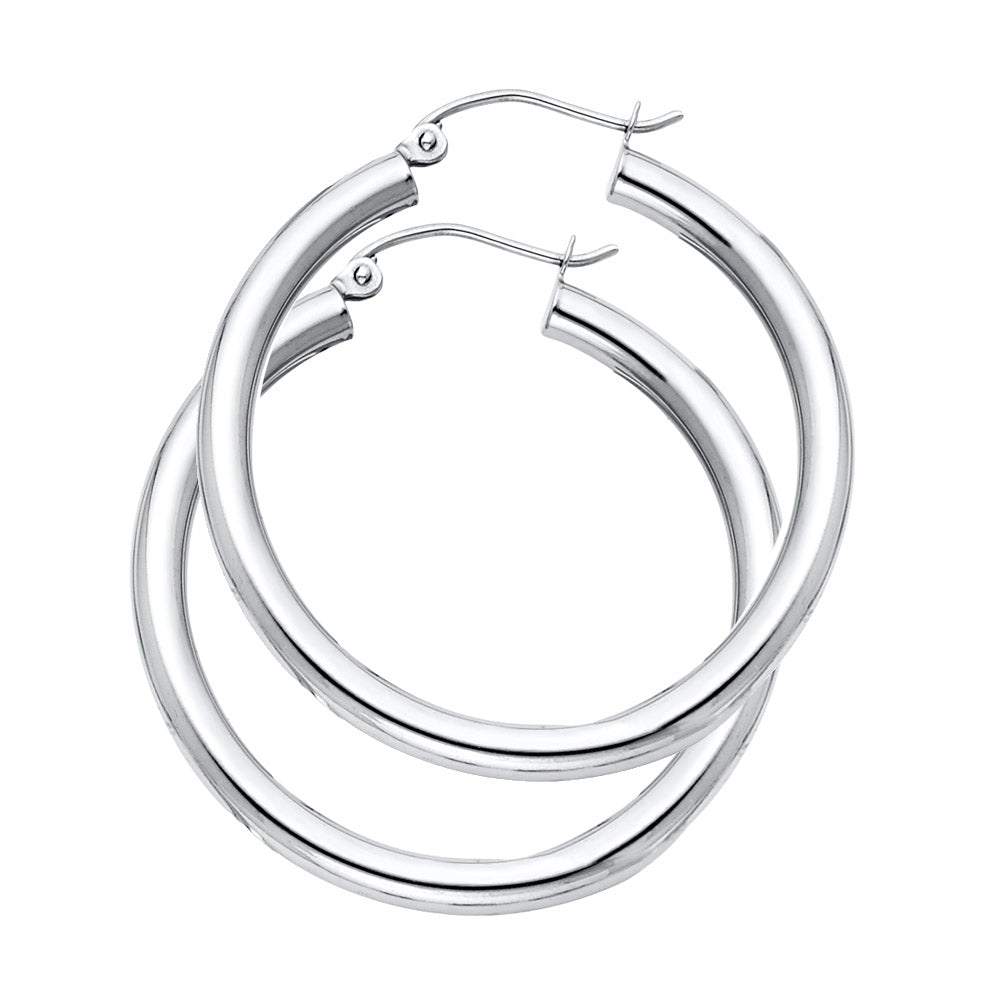 14k Yellow Gold Simple High Polish Hoop Classic Round Earrings
