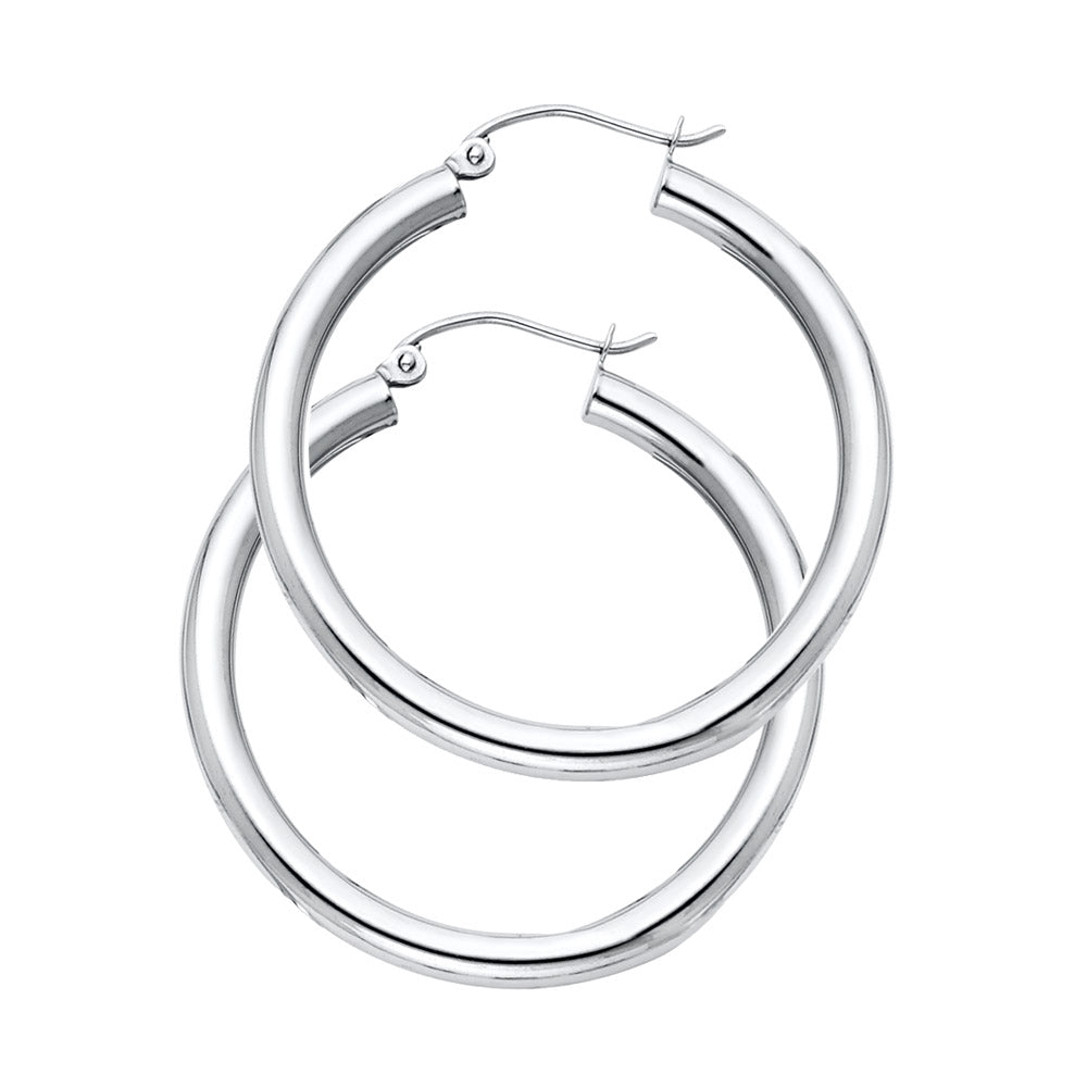14k Yellow Gold High Polish Hoop Round Classic Simple Earrings