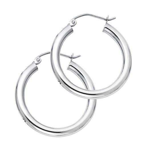 14k Yellow Gold Traditional Hoop Hinge Clasp Round Simple Earrings