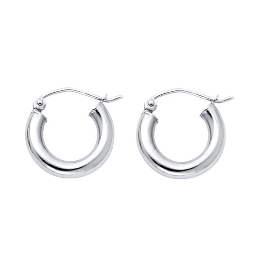 14k Yellow Gold Classic Shiny Hoop Simple Plain Modern Earrings