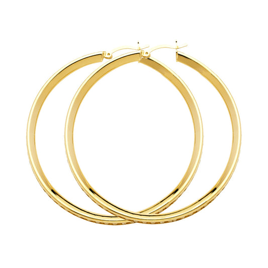 14k Yellow Gold Modern High Polish Hoop Simple Classic Earrings