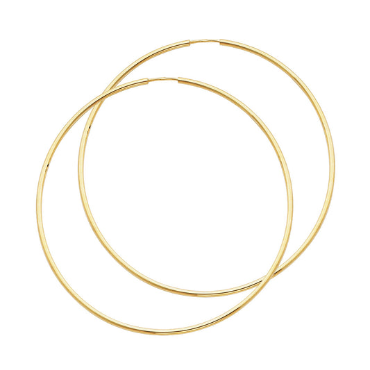 14k Yellow Gold Simple Hoop Slender Thin Round Circle Earrings