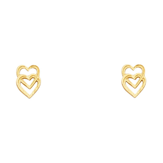 14k Yellow Gold Interlocking Promise Heart Stud Love Earrings