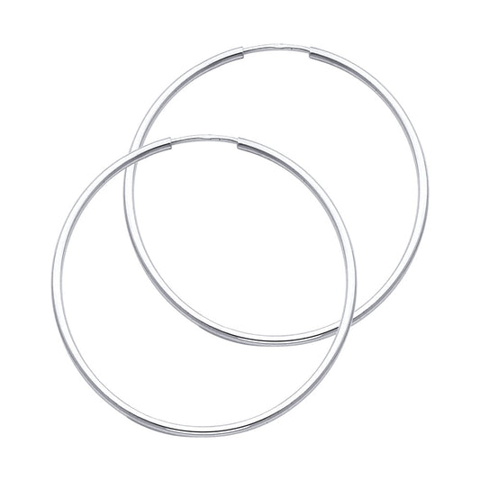 14k White Gold SimpleTube Hoop Fashion Classic Endless Earrings
