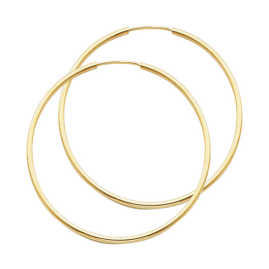 14k Yellow Gold Simple Round Hoop Fashion Classic Plain Earrings