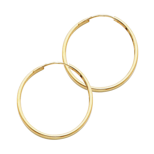 14k Yellow Gold Simple Hoop High Polish Classic Traditional Earrings