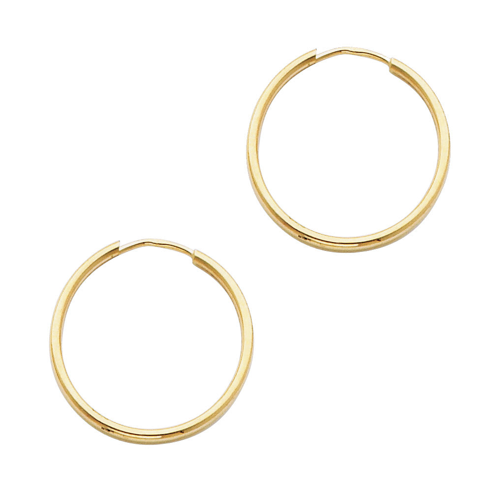 14k Yellow Gold Simple Modern Hoop Plain Traditional Elegant Classic Earrings