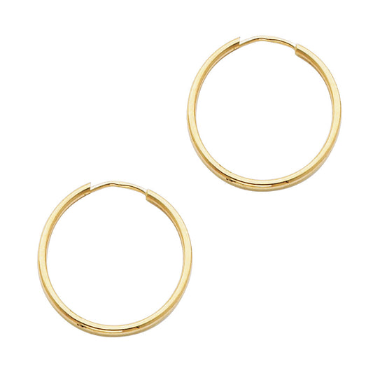 14k Yellow Gold Simple Modern Hoop Plain Traditional Elegant Classic Earrings