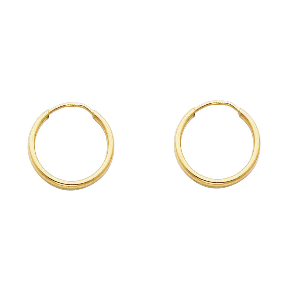 14k Yellow Gold Simple High Polish Hoop Circle Round Traditional Earrings