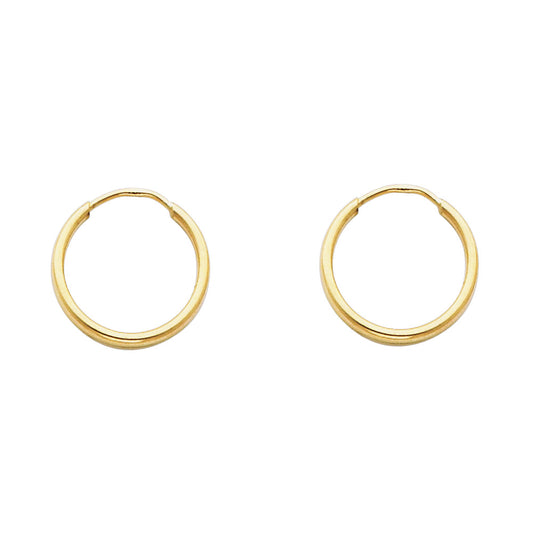 14k Yellow Gold Simple High Polish Hoop Circle Round Traditional Earrings