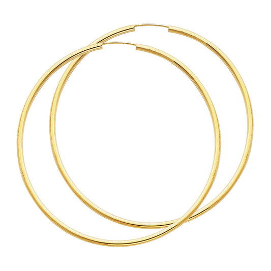 14k Yellow Gold High Polish Hoop Circle Round Wide Classic Earrings