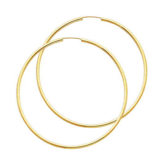 14k Yellow Gold Simple High Polish Hoop Slim Slender Thin Earrings