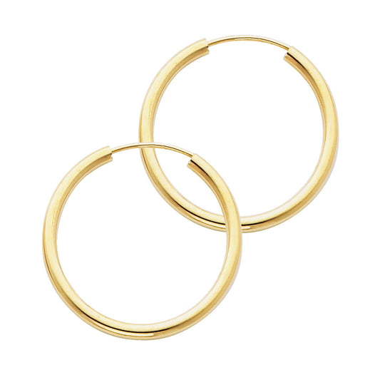 14k Yellow Gold Simple High Polish Hoop Classic Earrings